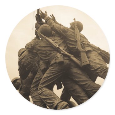 Iwo Jima Memorial in Washington DC Classic Round Sticker Iwo Jima Memorial in Washington DC Classic Round Sticker