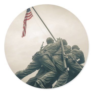 Iwo Jima Memorial in Washington DC Classic Round Sticker Iwo Jima Memorial in Washington DC Classic Round Sticker