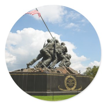 Iwo Jima Memorial in Washington DC Classic Round Sticker Iwo Jima Memorial in Washington DC Classic Round Sticker