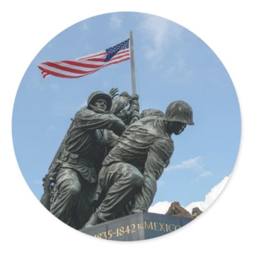 Iwo Jima Memorial in Washington DC Classic Round Sticker Iwo Jima Memorial in Washington DC Classic Round Sticker