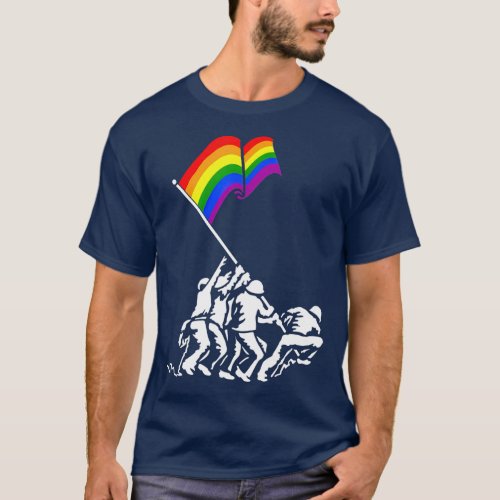 Iwo Jima Pride Flag Gift LGB Rights For Military T_Shirt