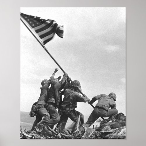 Iwo Jima Raising American Flag Poster