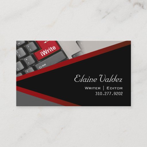 Customizable iWrite - Novelist Writer Editor Business Card