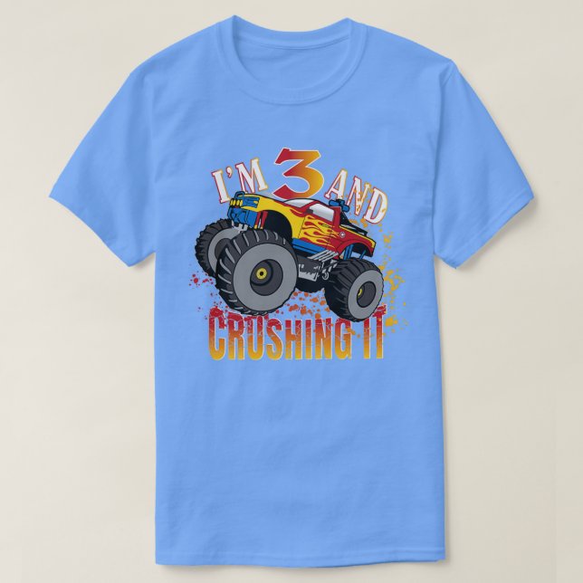 Ix27m 3 And Crushing It 3rd Birthday Child Monster T-Shirt (Design Front)