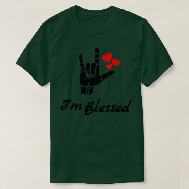Ix27M BLESSED ASL Sign Language Design 1 T-Shirt (Design Front)