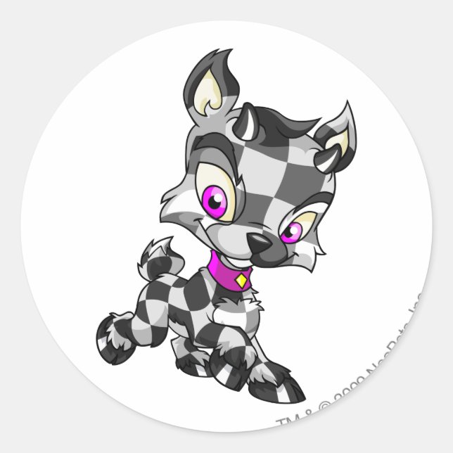 Ixi Checkered Classic Round Sticker (Front)