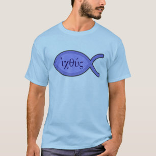 IXOYE Christian Fish Symbol - Blue Parchment T-Shirt