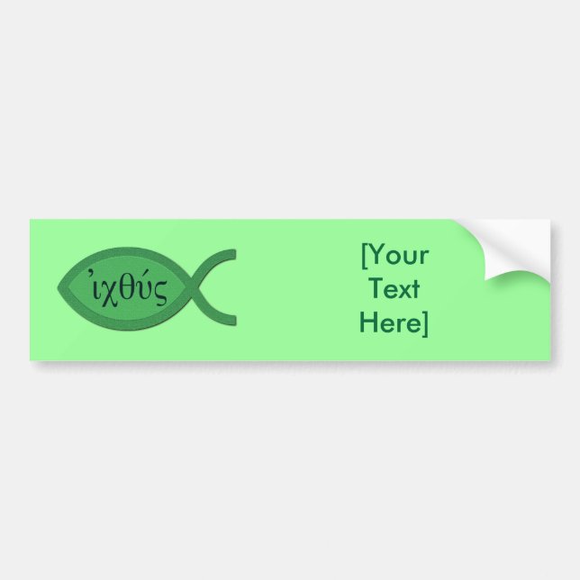 IXOYE Christian Fish Symbol - Green Parchment Bumper Sticker (Front)