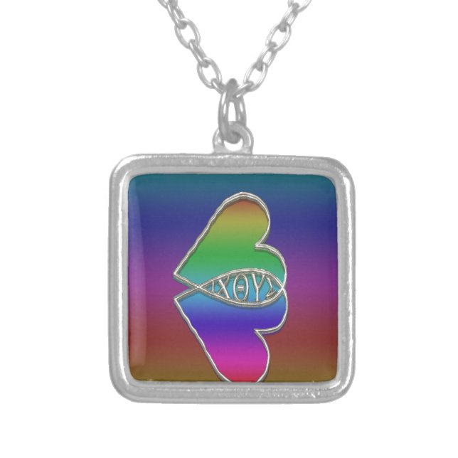 Ixoye Christian Fish Symbol Silver Plated Necklace (Front)