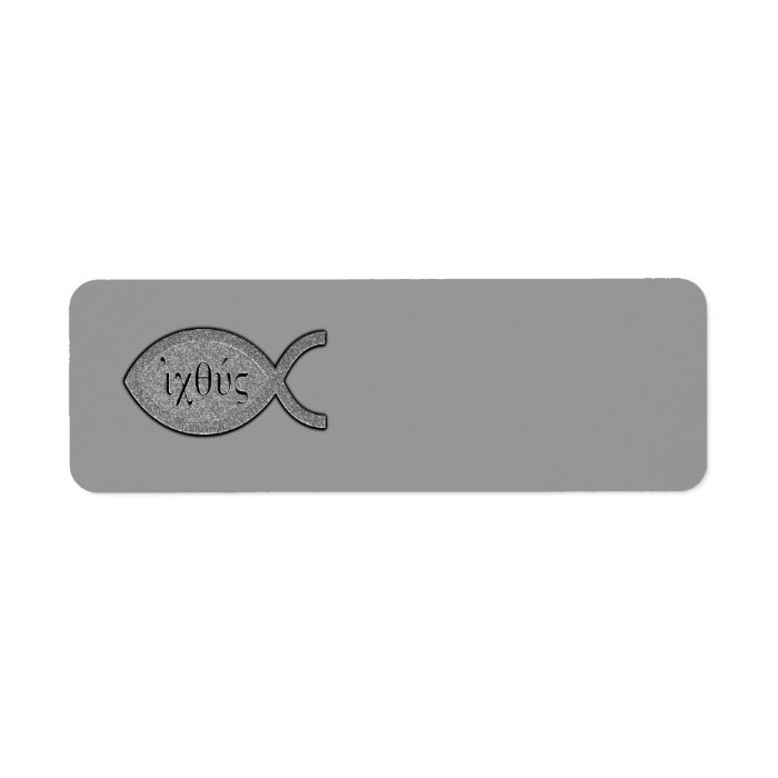 IXOYE Christian Fish Symbol   Stone Effect Return Address Label