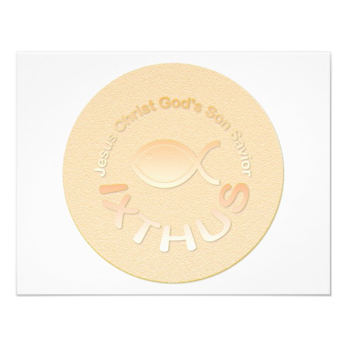 IXTHUS Christian Fish Symbol   GOLD Personalized Invitation