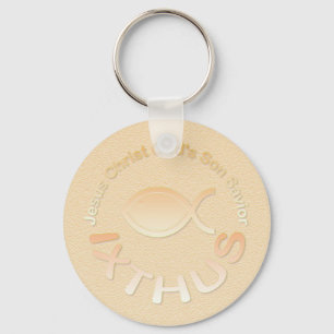 IXTHUS Christian Fish Symbol - GOLD Keychain