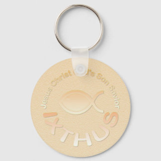 IXTHUS Christian Fish Symbol - GOLD Keychain