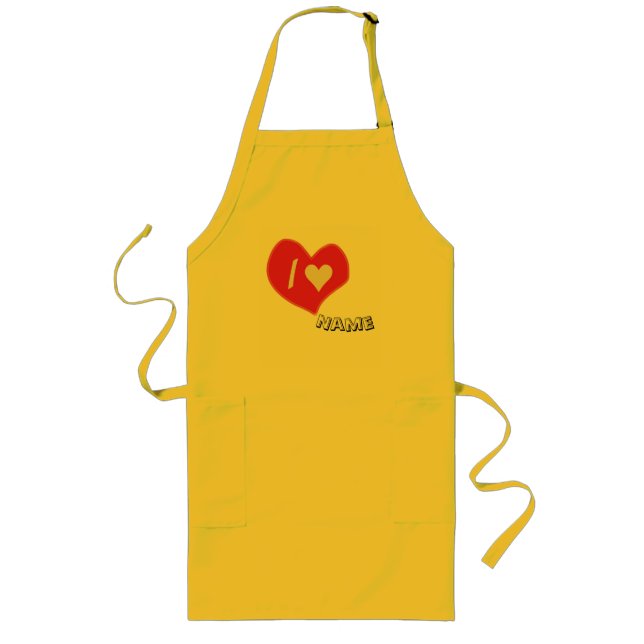 “I🤍You Heart – Cute Romantic Gift Design” Long Apron (Front)