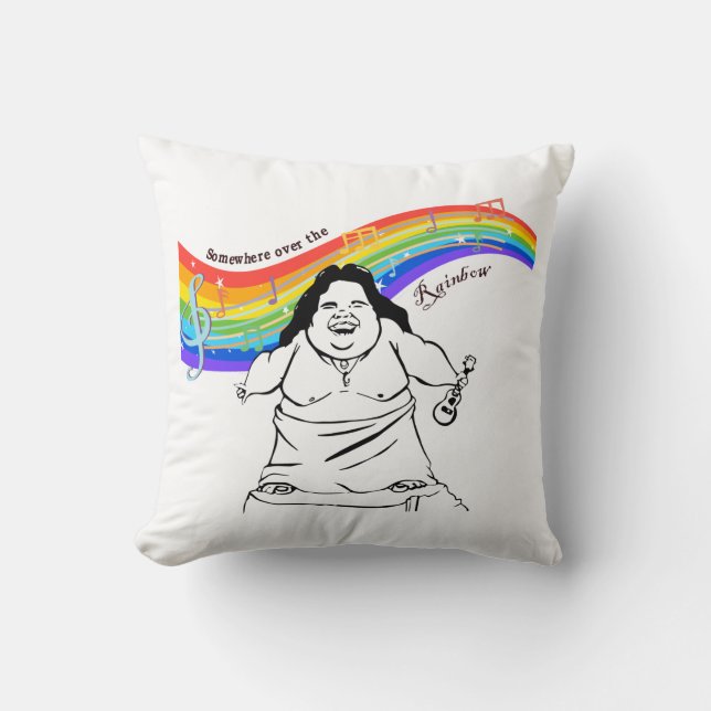 IZ  Kamakawiwoʻole somewhere over the rainbow   Throw Pillow (Front)