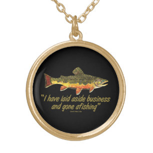 Izaak Walton Fishing Quote Gold Plated Necklace