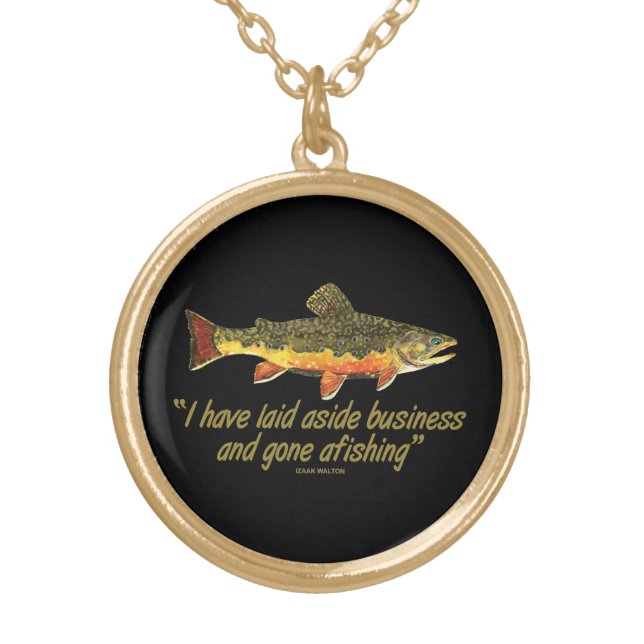 Izaak Walton Fishing Quote Gold Plated Necklace (Front)