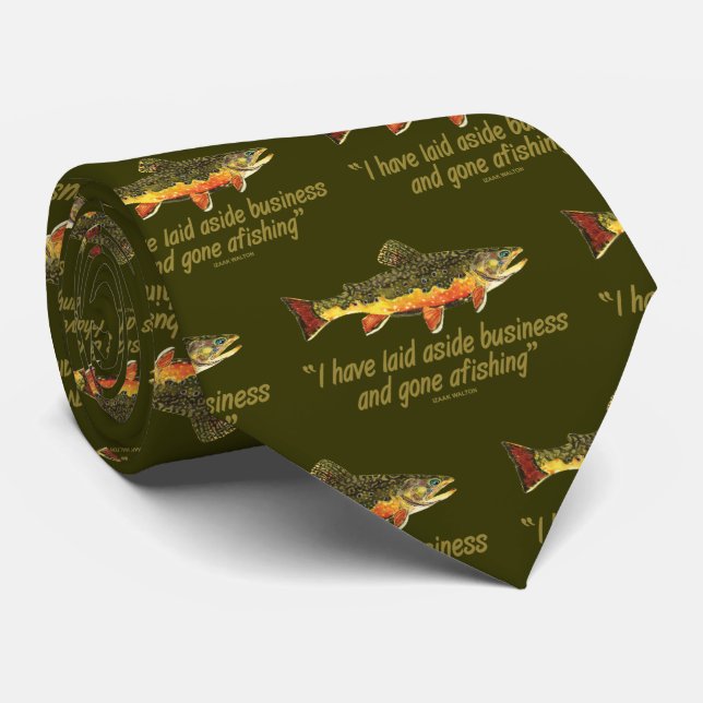 Izaak Walton Fishing Quote Neck Tie (Rolled)