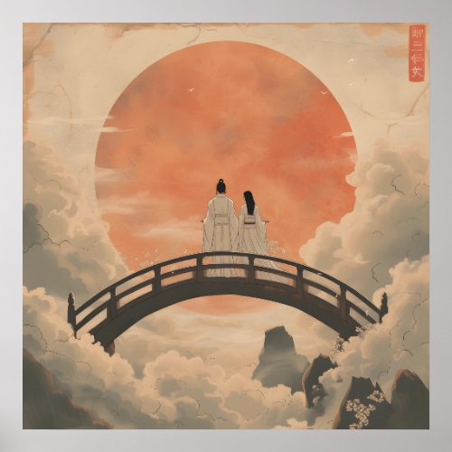 Izanami And Izanagi On A Bridge Romantic Poster