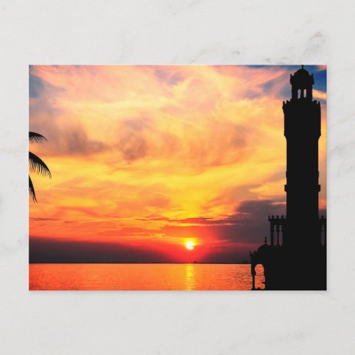 Izmir Clock Tower Sunset Holiday Postcard