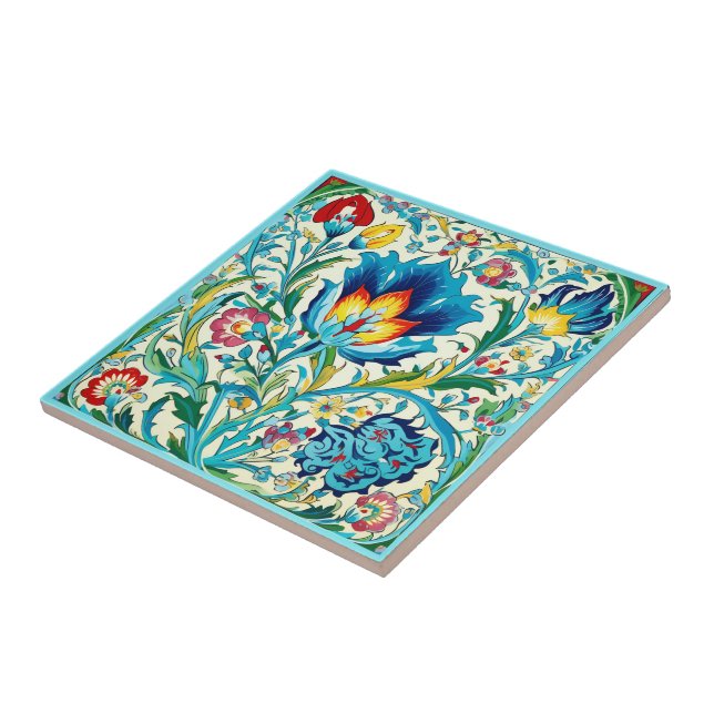 Iznik Breezy Meadow Ceramic Tile (Side)