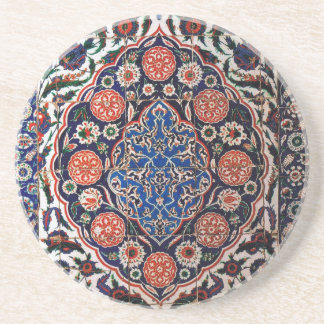 Iznik Floral Ethnic Tribal Turkish Mosaic Pottery Drink Coaster