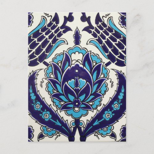 Iznik Floral Ethnic Tribal Turkish Mosaic Pottery Postcard
