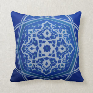 Iznik Floral Ethnic Tribal Turkish Mosaic Pottery Throw Pillow