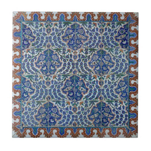 Iznik Floral Ethnic Tribal Turkish Mosaic Pottery Tile