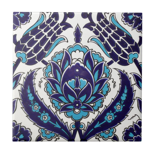 Iznik Floral Ethnic Tribal Turkish Mosaic Pottery Tile (Front)