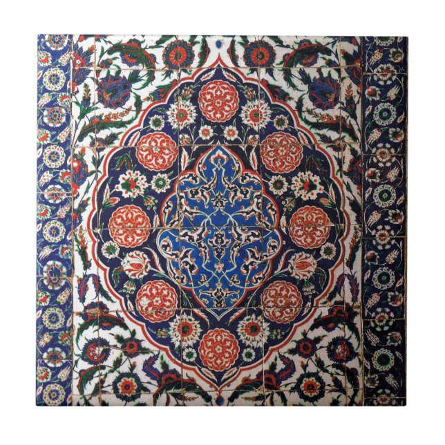Iznik Floral Ethnic Tribal Turkish Mosaic Pottery Tile (Front)