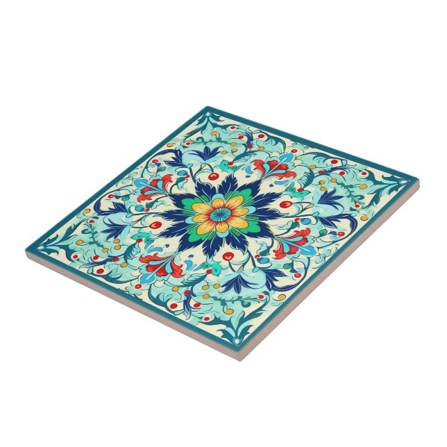 Iznik Ottoman Delight Ceramic Tile (Side)