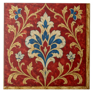 Iznik Red Floral Ottoman Ornament Ceramic Tile