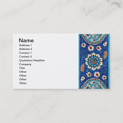 Customizable iznik tile Business Card