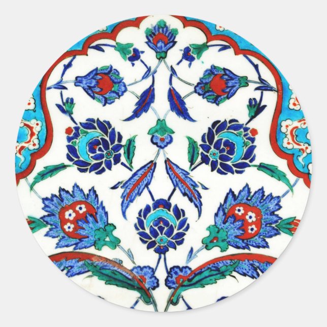 iznik tile classic round sticker (Front)