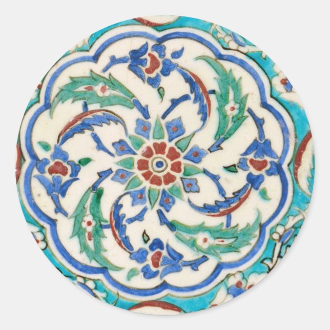 iznik tile classic round sticker (Front)