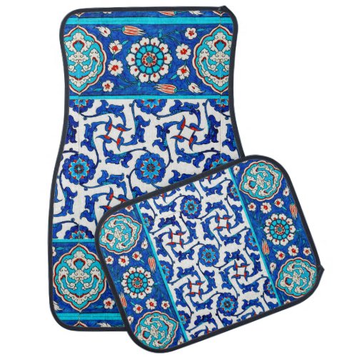 Iznik tile Turkish floral design Car Mat