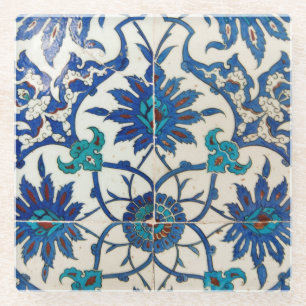 Iznik Tiles Blue Glass Coaster