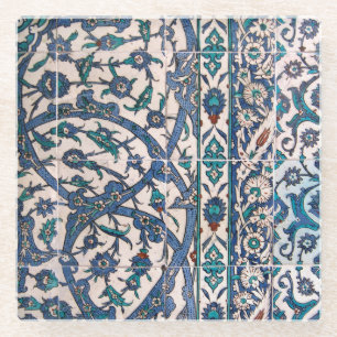 Iznik Tiles Intertwined Glass Coaster