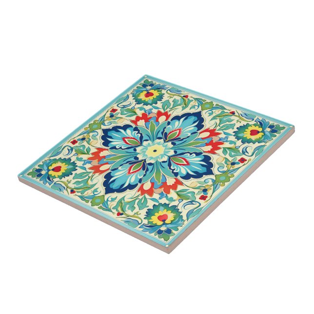 Iznik Turkish Tapestry Ceramic Tile (Side)
