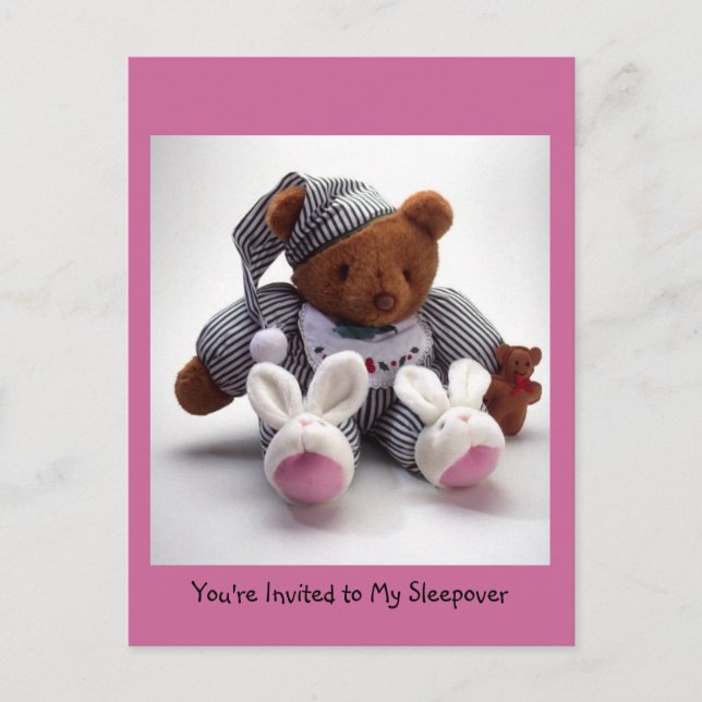 j0314047, You're Invited to My Sleepover Invitation Postcard (Front)
