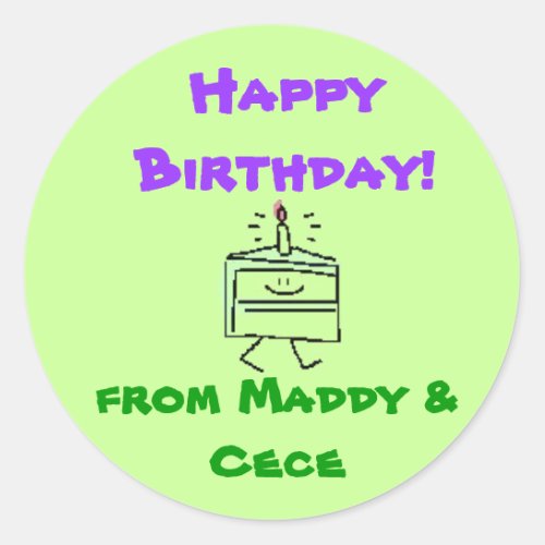 j0334436 Happy Birthday from Maddy Classic Round Sticker