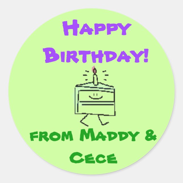j0334436, Happy Birthday!, from Maddy Classic Round Sticker (Front)