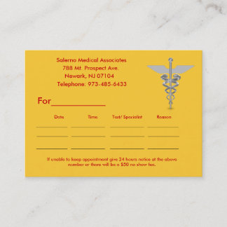 j0439599, ___________  ____________   _________... appointment card