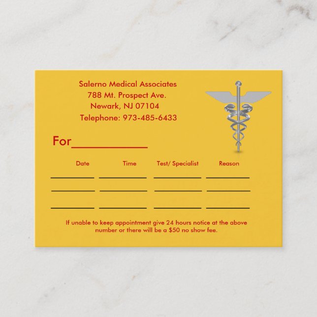 j0439599, ___________  ____________   _________... appointment card (Front)