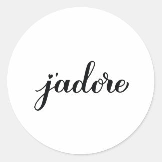 J’adore calligraphy lettering. I adore in French Classic Round Sticker