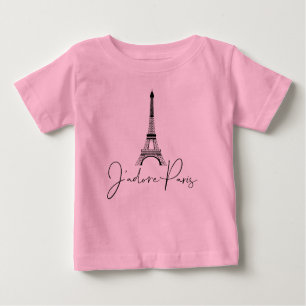 J' adore Paris Eiffel Tower Cute Pink Baby T-Shirt