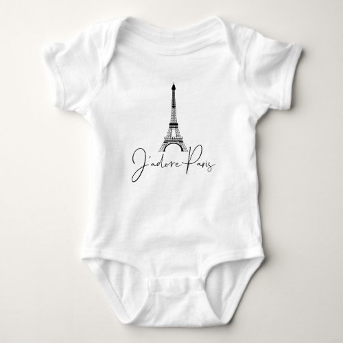 J adore Paris Eiffel Tower Cute White Baby Bodysuit