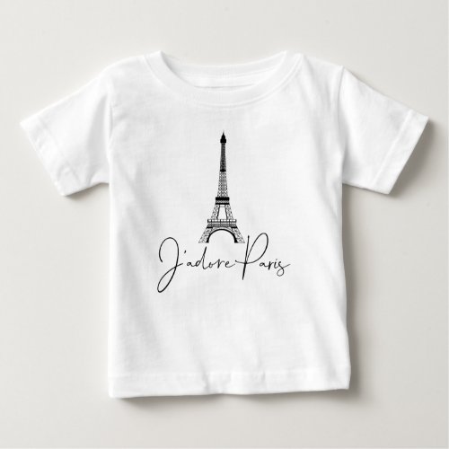 J adore Paris Eiffel Tower Cute White Baby T_Shirt