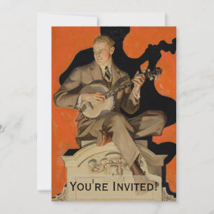 J.C. Leyendecker Banjo Player 1920 Art Deco Art Invitation